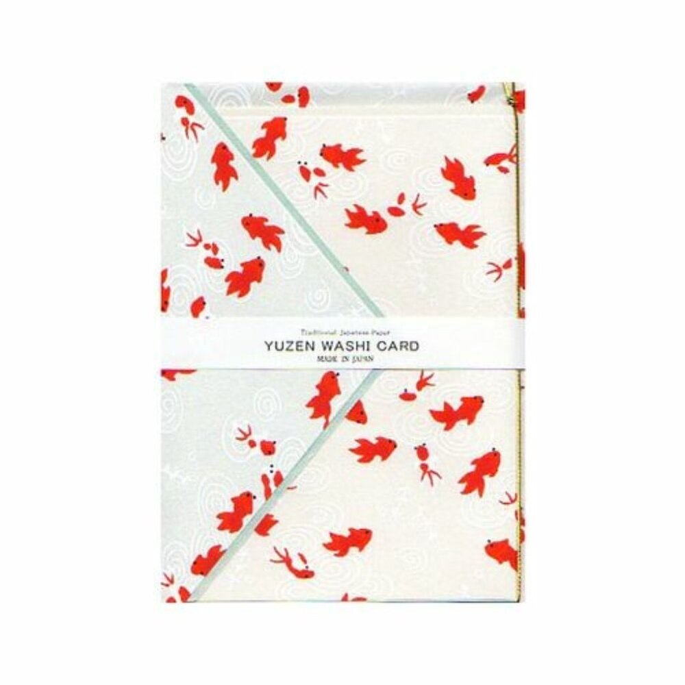 Yuzen Washi Card Set Letter Envelope with Greeting Card made in Japan Koi Fish